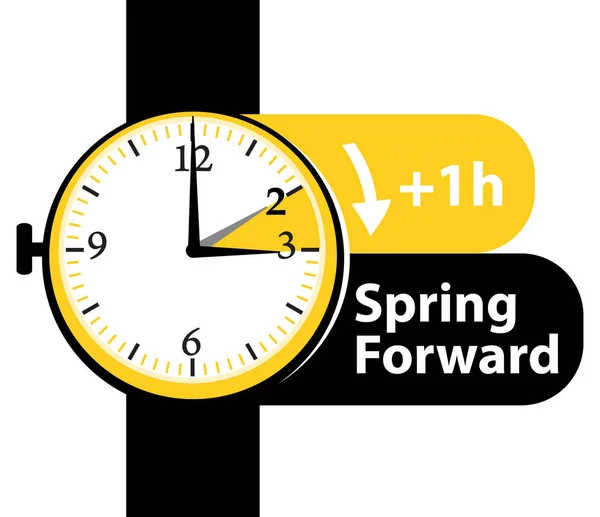 Zomertijd Daylight Saving Time Qpring Toekomen Horloge Vector Pictogram — Stockvector