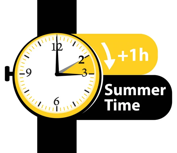 Hora Verão Hora Verão Primavera Frente Alarme Relógio Vetor Ícone — Vetor de Stock