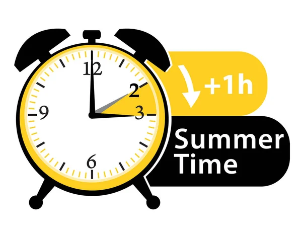 夏の時間 夏時間の期間 春の前方の目覚まし時計のベクトルのアイコン — ストックベクタ