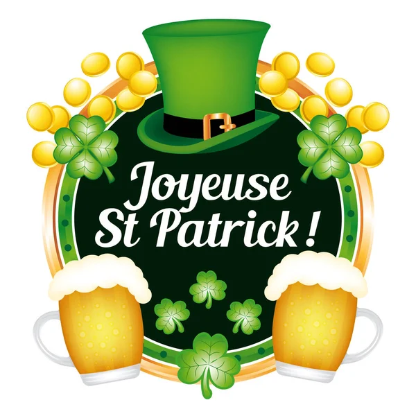 Happy Saint Patrick Day Festive Vector Greeting Card Illustration French — Stock Vector