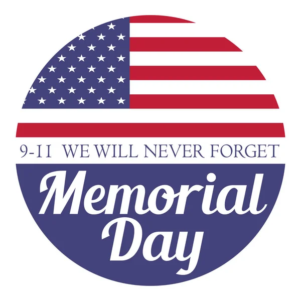 Memorial Day Never Forget Illustration Usa Flag — Stock Vector