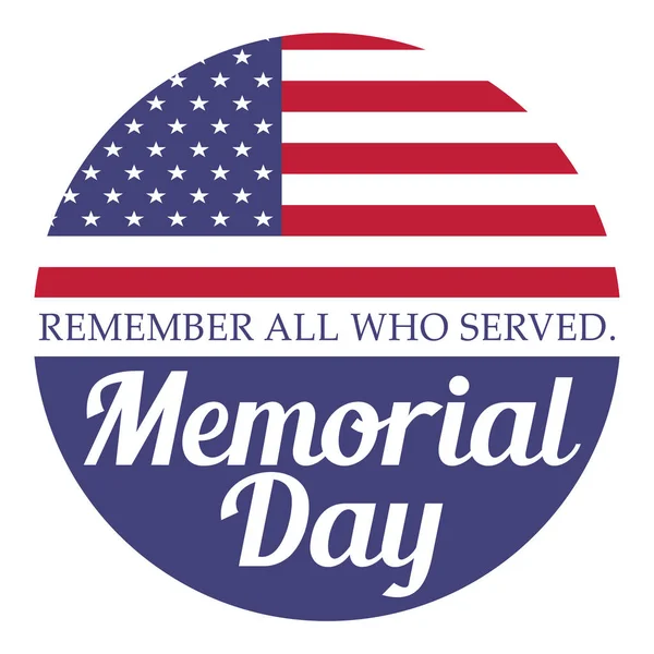 Memorial Day Remember All Who Served Illustration Usa Flag — Stock Vector