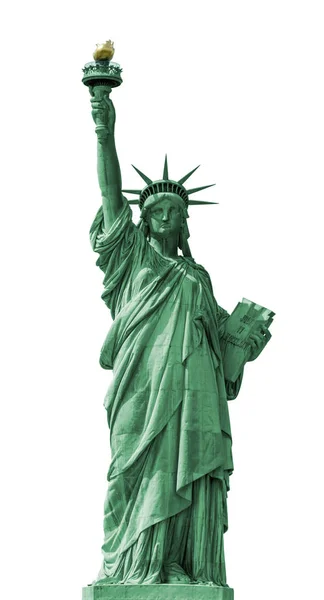 Статуя Свободы Изолирована Белом Фоне Манхэттен Соединенные Штаты Америки — стоковое фото