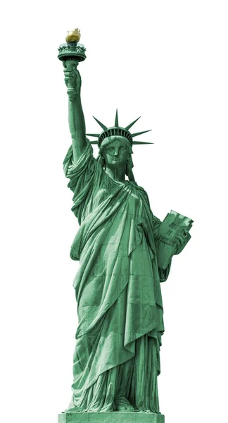 Statue Liberté Isolée Sur Fond Blanc Manhattan États Unis Amérique — Photo