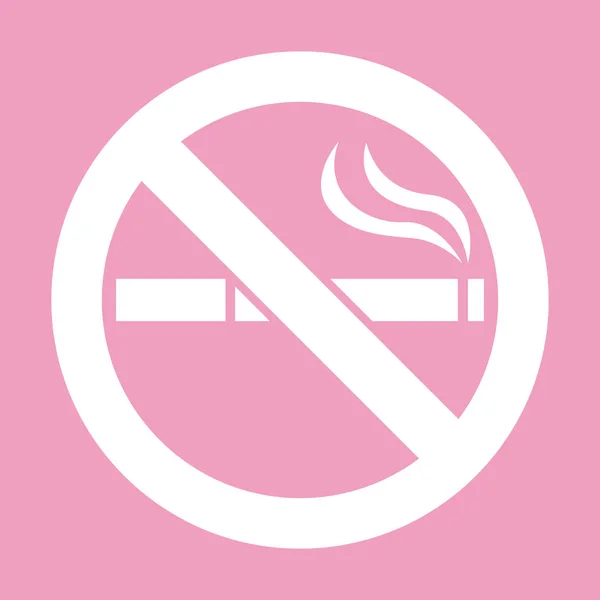 戒烟标志 戒烟标志 香烟象形文字 粉色背景上的白色矢量图标 — 图库矢量图片