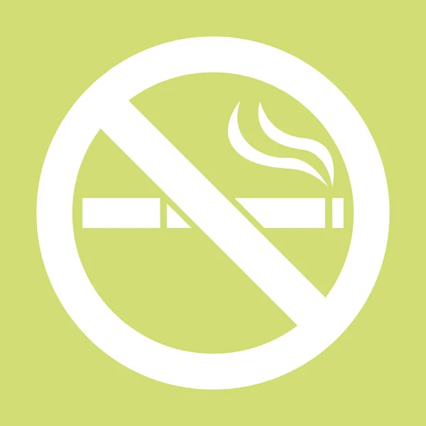 Stop smoking  quit smoking sign symbol. Cigarette pictogram. White vector icon on green background.