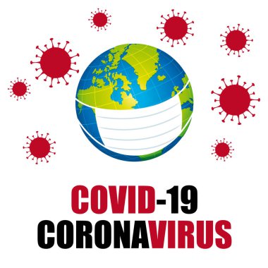 Covid-19 Coronavirus dünya maskesi önleme. Görüntü.