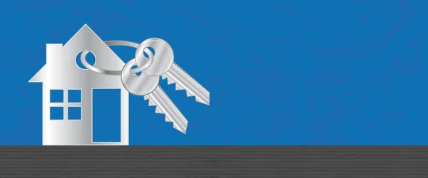 Πανό Ακινήτων Προς Ενοικίαση Για Την Πώληση Ασημένια Σπίτι Κλειδιά — Διανυσματικό Αρχείο