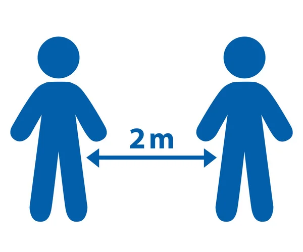 Rispettate Distanza Sociale Due Metri Pittogrammi Vettoriali — Vettoriale Stock