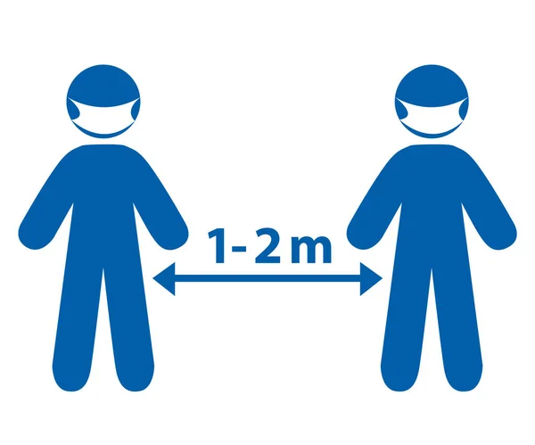 Distanze Sociali Tra Due Persone Con Maschera Protezione Contro Pandemia — Vettoriale Stock
