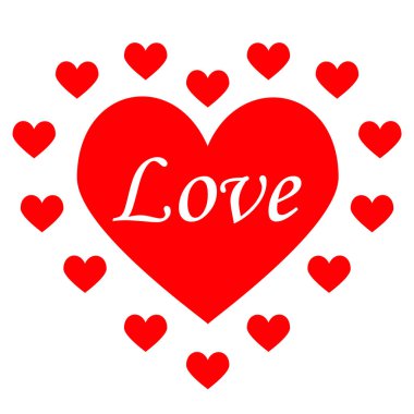 Kırmızı kalp şeklinde bir aşk. Görüntü.