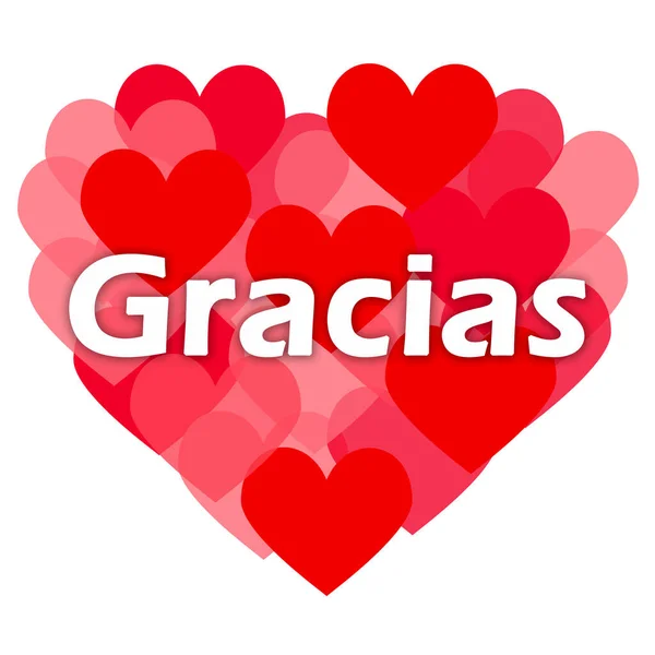 Genade Spaans Woord Betekent Dank Rode Roze Harten Lens Illustratie — Stockfoto