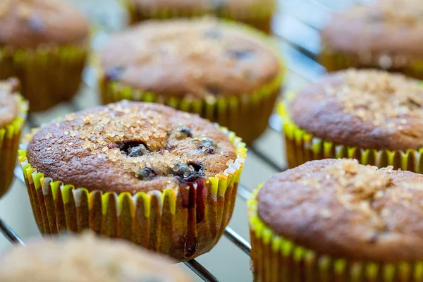 Muffins de banana com bagas e mel — Fotografia de Stock