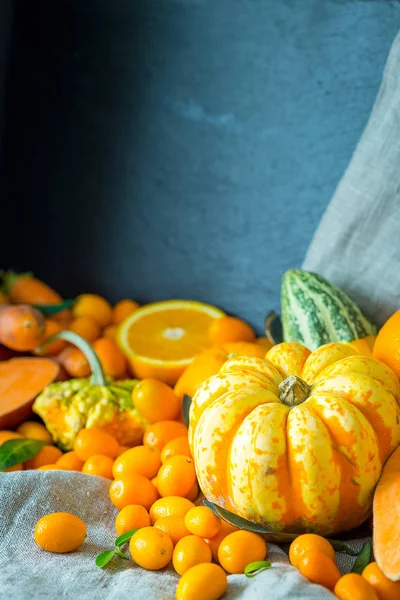 Гарбуза, Kumquats, морква — стокове фото