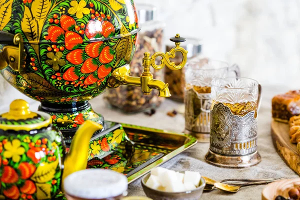 Ceremonia tradicional del té ruso — Foto de Stock