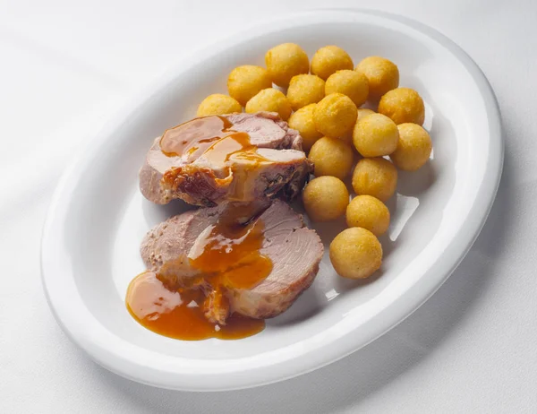 Turkey dish with hot potatoes — Stock Photo, Image