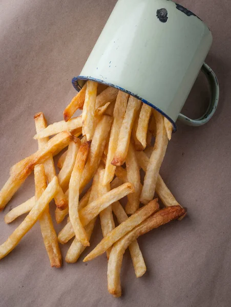 Pot Met Warme Knapperige Frietjes — Stockfoto