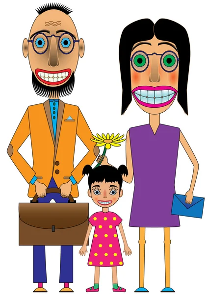 Familia feliz juntos — Vector de stock