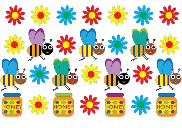 Tła z obrazu pszczoły, kwiaty — Wektor stockowy