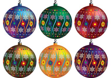 Altı Noel renk topları