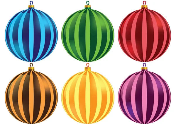 Sex jul färg bollar — Stock vektor