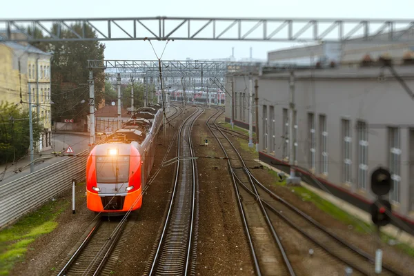 Trem elétrico de alta velocidade, ferrovia — Fotografia de Stock