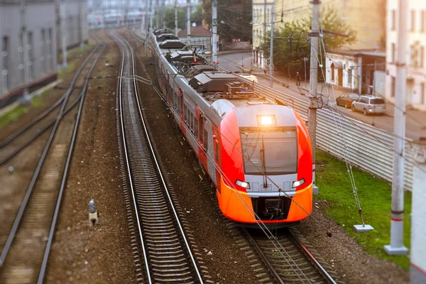 Tren eléctrico de alta velocidad, ferrocarril — Foto de Stock