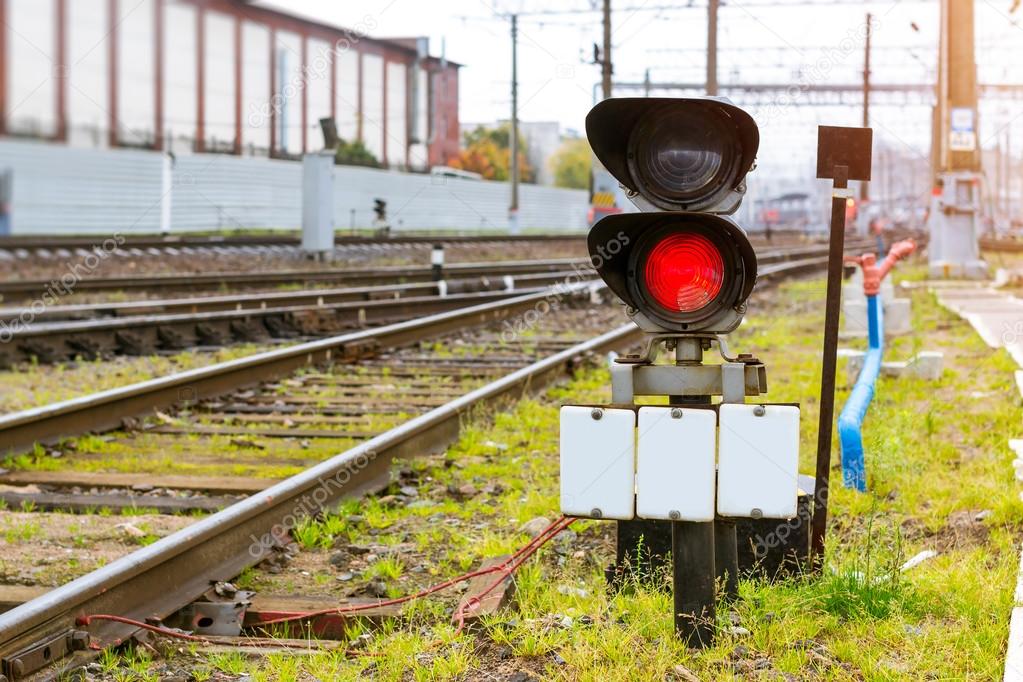 Railway semaphore shines red