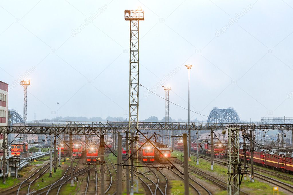 Locomotives on railroad tracks, Railways