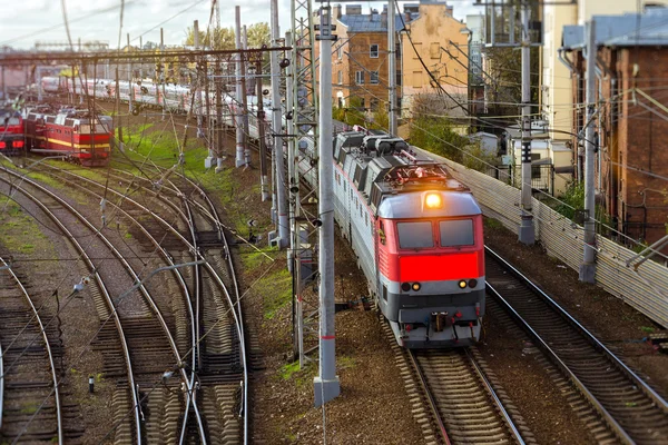 Locomotives on railroad tracks, Russia — Stock fotografie