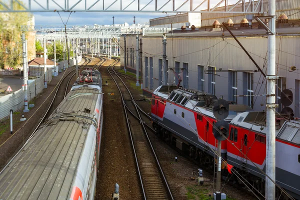 Locomotives on railroad tracks, Russia — ストック写真