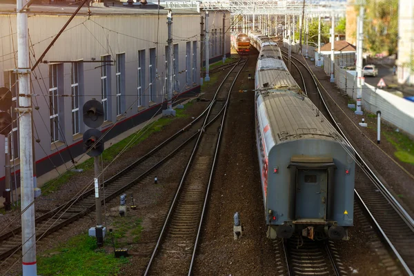 Last rail car on railroad tracks, Russia — Stockfoto