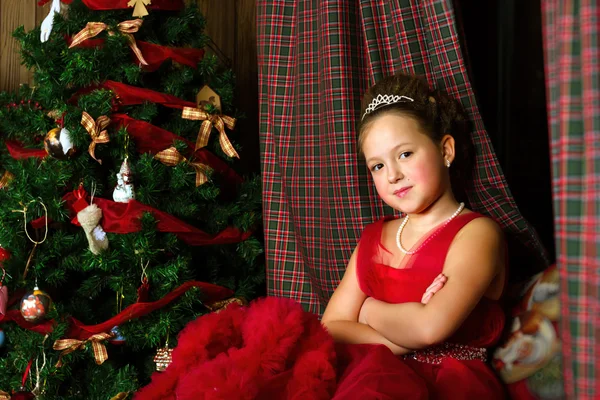 Inverno princesa menina recebe Ano Novo e Natal — Fotografia de Stock