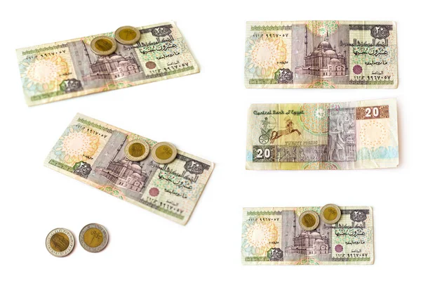 Mısır Banknotları Bozuk Paralar Camili Egp Lik Eski Banknotlar Sfenksli — Stok fotoğraf