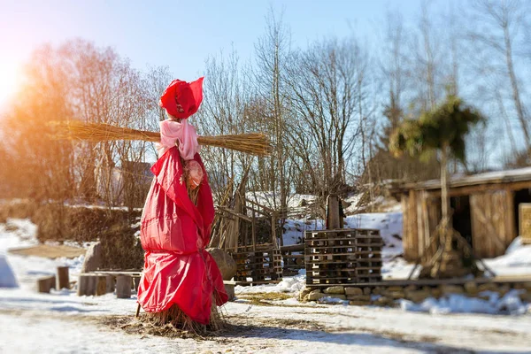 Straw Scarecrow of Shrovetide before burning