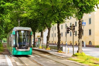Helsinki modern yeşil tramvay