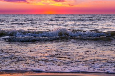 Günbatımında Baltık Denizi tatil Palanga, Litvanya
