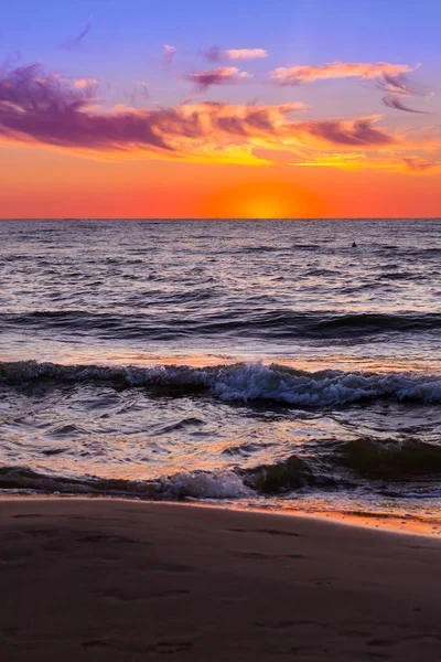 Захід сонця на Балтійського моря на курорті Паланга, Литва — стокове фото