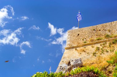 Kale Fortezza Yunan bayrağı. Rethymno, Crete