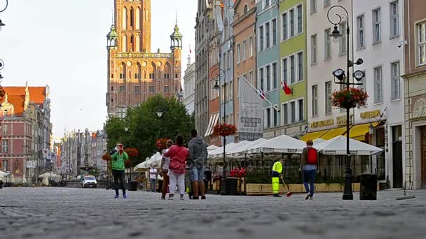 Praça do mercado central, cidade portuária Gdansk na Polônia — Vídeo de Stock