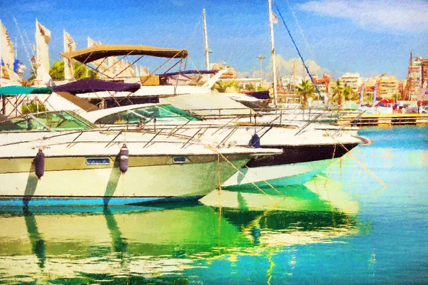 Jachtok és csónakok, Torrevieja, Spanyolország — Stock Fotó