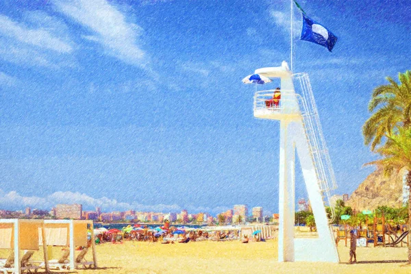 Salvavidas en torre de playa en Alicante, España — Foto de Stock