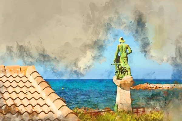 Скульптура называется человек моря, Торревьеха, Испания — стоковое фото