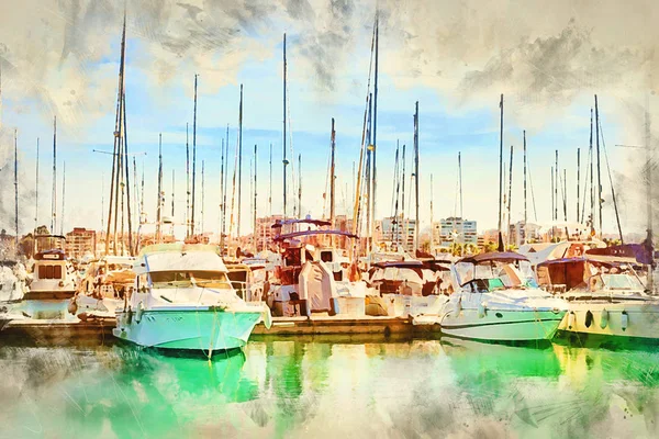 Puerto Deportivo Marina Salinas Yates Barcos Estacionados Muelle Marina Torrevieja —  Fotos de Stock