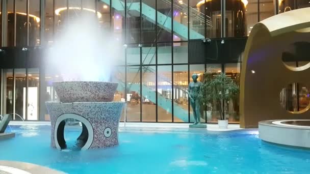 Fonte na piscina. Hotel Tallink Spa e Conferência — Vídeo de Stock