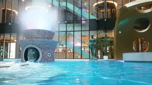 Fonte na piscina. Hotel Tallink Spa e Conferência — Vídeo de Stock