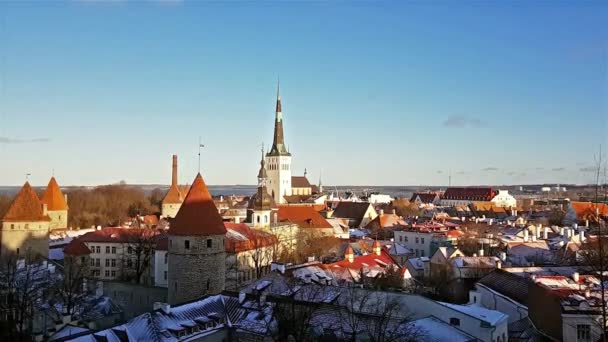 Zimní Tallinn z ochozu Kohtuotsa — Stock video