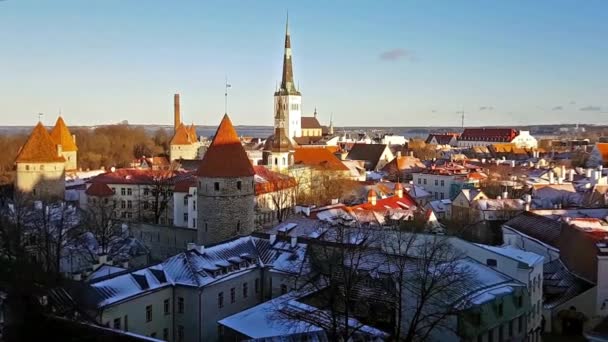 Zimní Tallinn z ochozu Kohtuotsa — Stock video