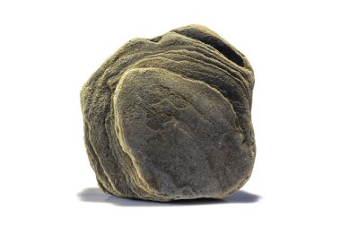 Beyaz bir arka plan üzerinde katmanlı bir yapı taşı.