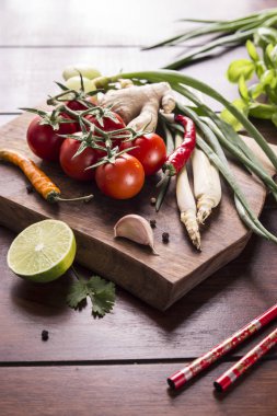 Tay gıda, limon, zencefil, sarımsak, kokteyl için malzemeler 